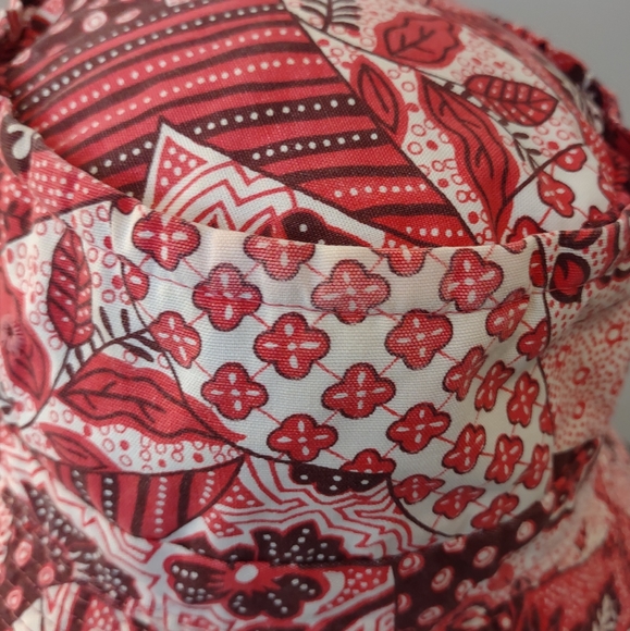 Printed Bucket Hat Red Floral Pattern Foldable Roll-up Crushable Patchwork - Picture 10 of 14